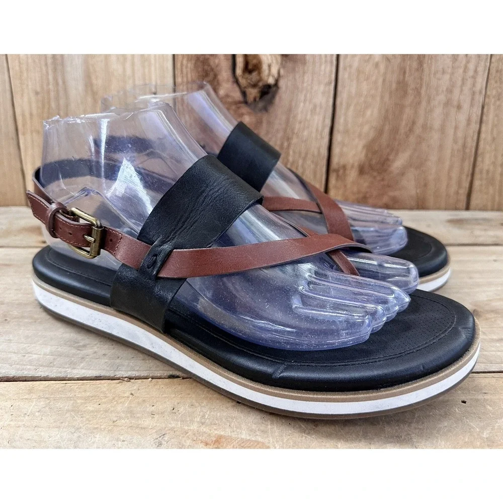 Cole Haan Peyton Flatform Sandals Black Brown Capsule Comfort Sz 7.5 B Women's